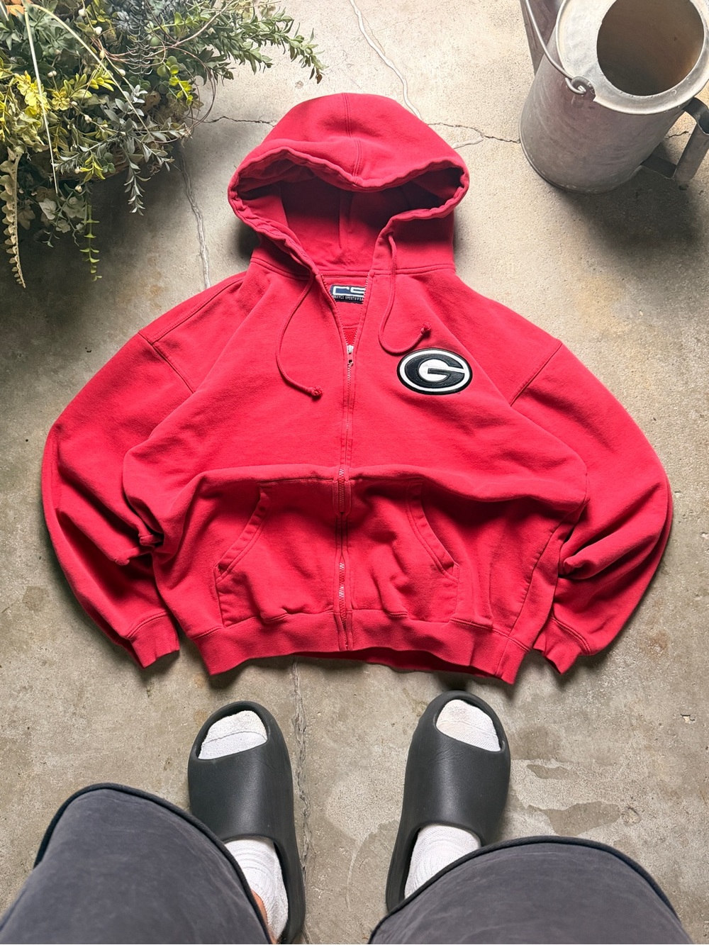 Kids Red Full-Zip Hoodie with G Logo Patch